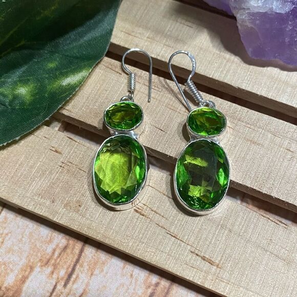 Peridot Tourmaline Sterling Silver Earrings - Picture 3 of 5